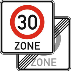 Verkehrszeichen VZ274.1-40 Beginn/Ende einer Tempo 30-Zone doppelseitig - 600x600 2 mm RA2